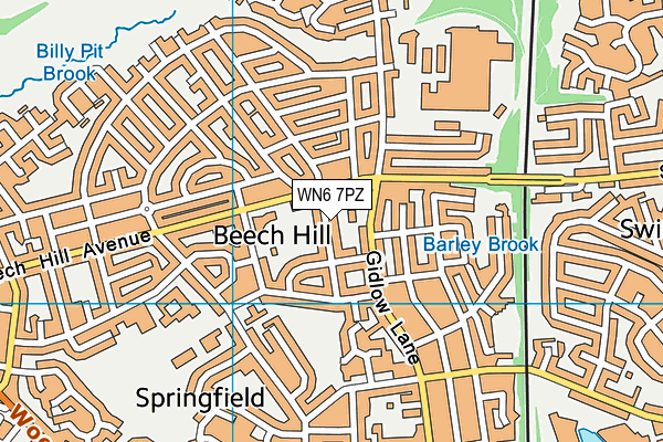 WN6 7PZ map - OS VectorMap District (Ordnance Survey)