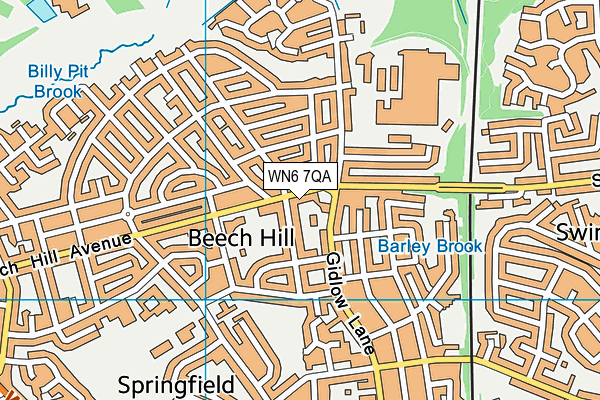 WN6 7QA map - OS VectorMap District (Ordnance Survey)