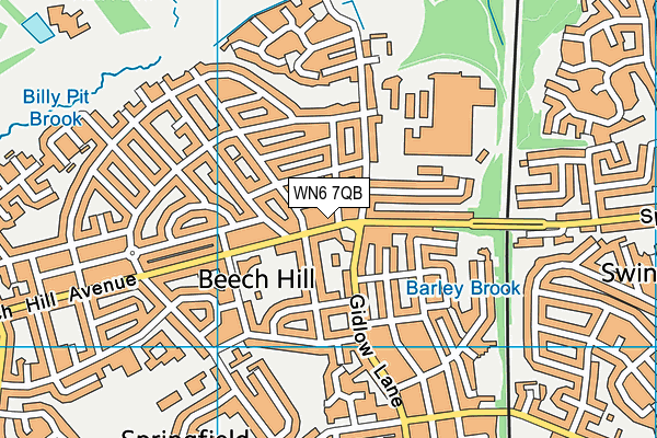 WN6 7QB map - OS VectorMap District (Ordnance Survey)