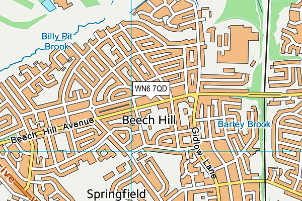 WN6 7QD map - OS VectorMap District (Ordnance Survey)