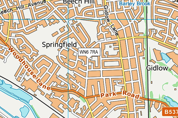 WN6 7RA map - OS VectorMap District (Ordnance Survey)