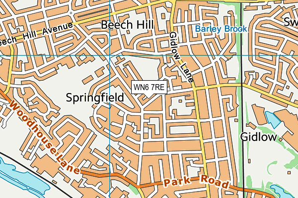 WN6 7RE map - OS VectorMap District (Ordnance Survey)