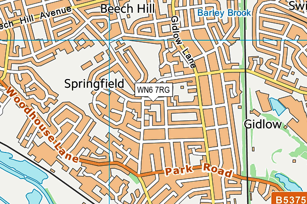 WN6 7RG map - OS VectorMap District (Ordnance Survey)