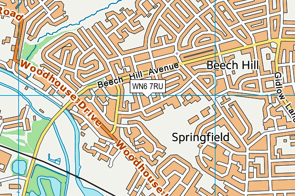 WN6 7RU map - OS VectorMap District (Ordnance Survey)