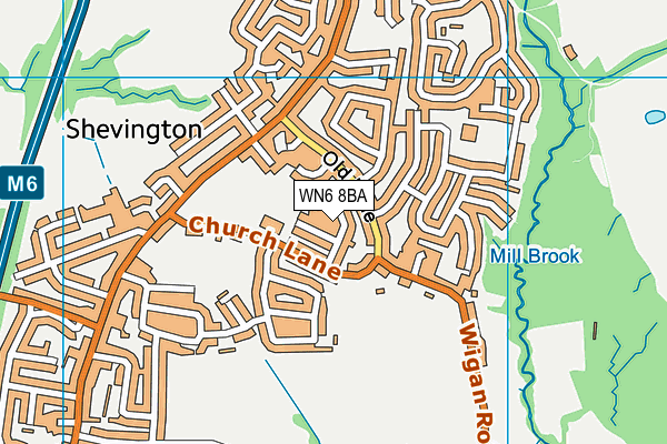 WN6 8BA map - OS VectorMap District (Ordnance Survey)
