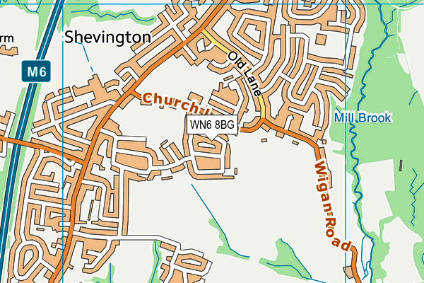 WN6 8BG map - OS VectorMap District (Ordnance Survey)
