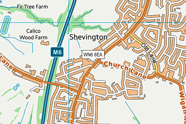 WN6 8EA map - OS VectorMap District (Ordnance Survey)