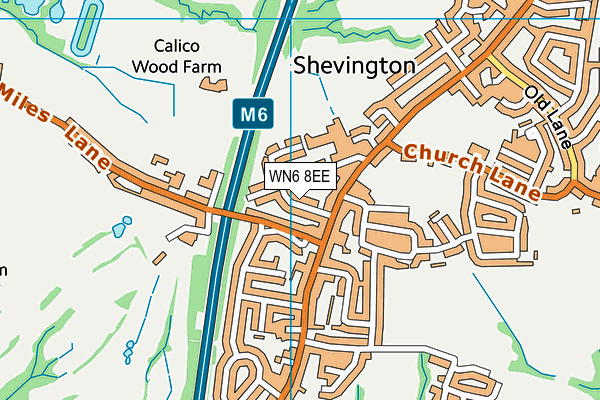 WN6 8EE map - OS VectorMap District (Ordnance Survey)
