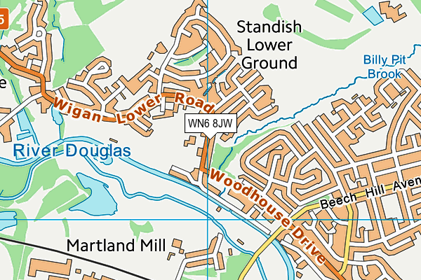 WN6 8JW map - OS VectorMap District (Ordnance Survey)