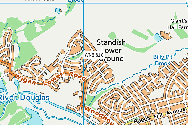 WN6 8JX map - OS VectorMap District (Ordnance Survey)