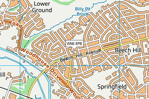 WN6 8PB map - OS VectorMap District (Ordnance Survey)