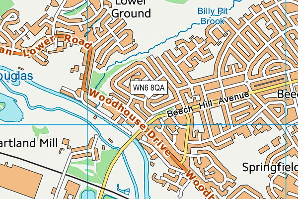 WN6 8QA map - OS VectorMap District (Ordnance Survey)