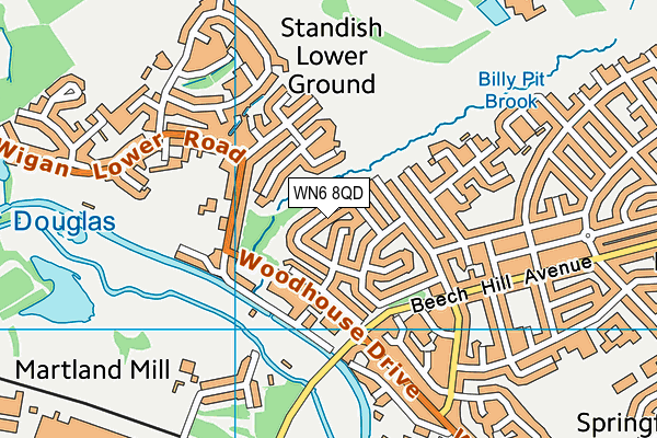 WN6 8QD map - OS VectorMap District (Ordnance Survey)