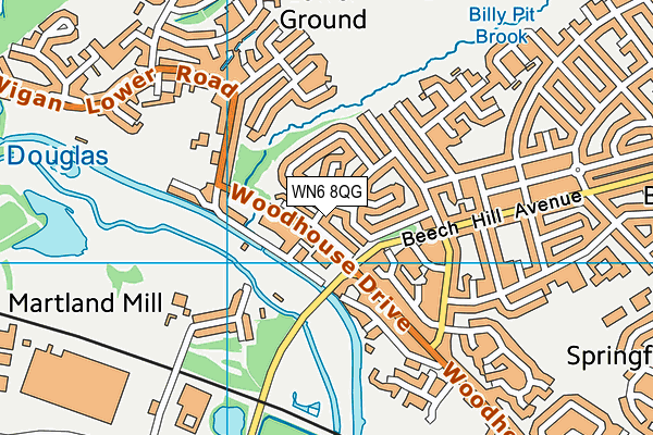 WN6 8QG map - OS VectorMap District (Ordnance Survey)