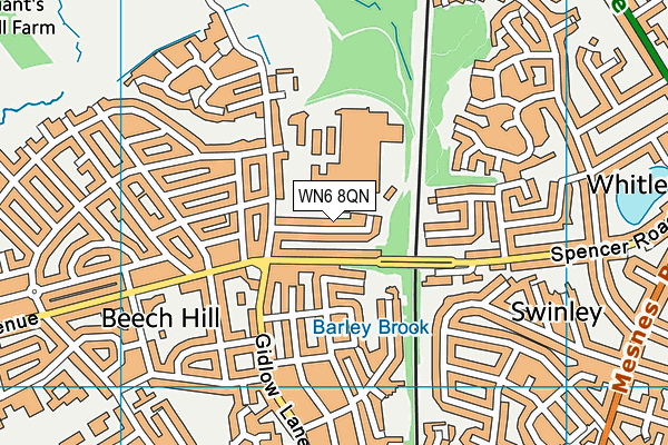 WN6 8QN map - OS VectorMap District (Ordnance Survey)