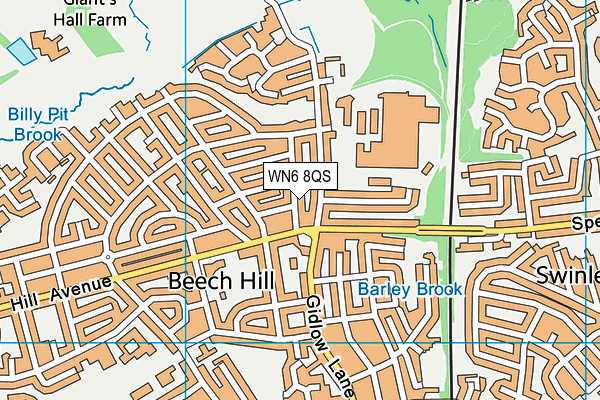 WN6 8QS map - OS VectorMap District (Ordnance Survey)