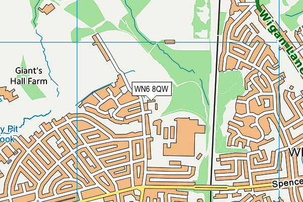 WN6 8QW map - OS VectorMap District (Ordnance Survey)