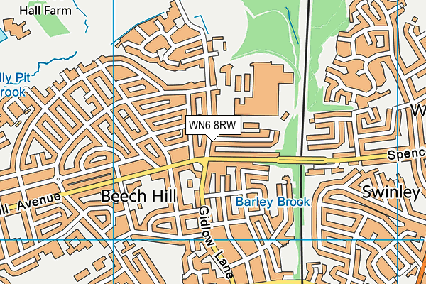 WN6 8RW map - OS VectorMap District (Ordnance Survey)