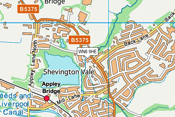 WN6 9HE map - OS VectorMap District (Ordnance Survey)