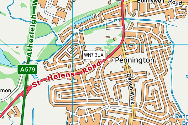 Pennington Hall Park map (WN7 3UA) - OS VectorMap District (Ordnance Survey)