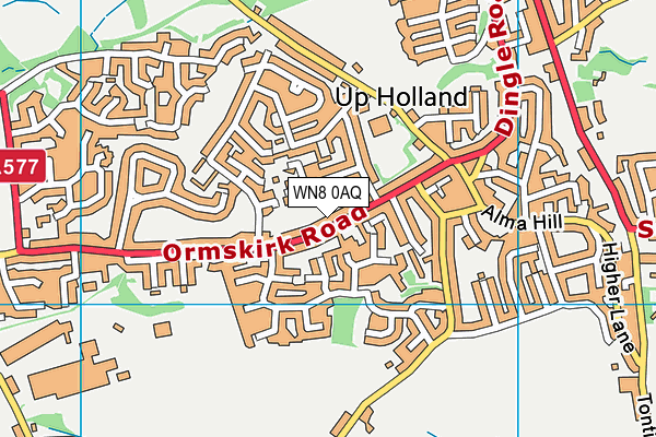 WN8 0AQ map - OS VectorMap District (Ordnance Survey)