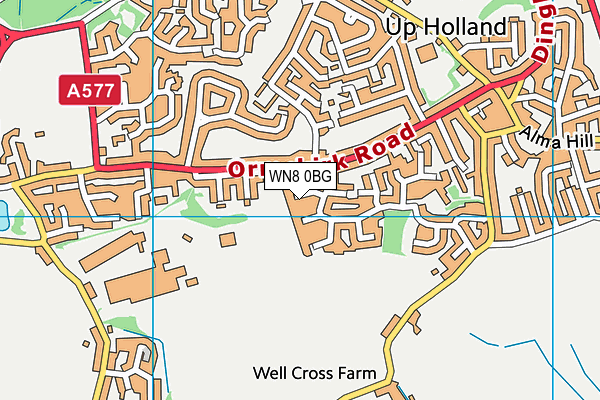 WN8 0BG map - OS VectorMap District (Ordnance Survey)