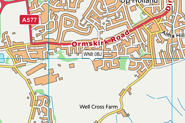 WN8 0BJ map - OS VectorMap District (Ordnance Survey)