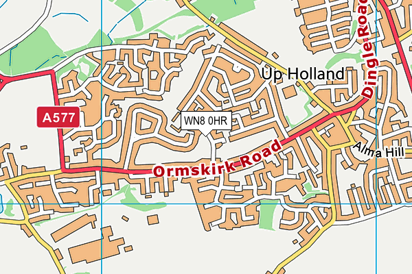 WN8 0HR map - OS VectorMap District (Ordnance Survey)