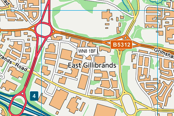 WN8 1BF map - OS VectorMap District (Ordnance Survey)