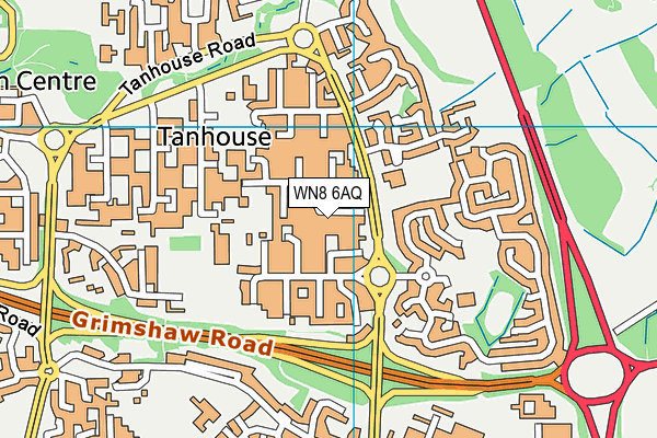 WN8 6AQ map - OS VectorMap District (Ordnance Survey)