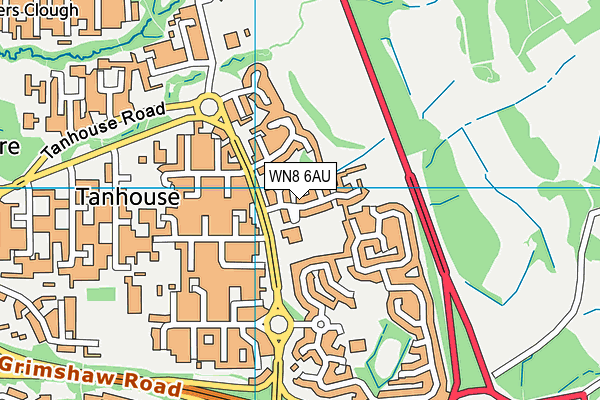 WN8 6AU map - OS VectorMap District (Ordnance Survey)
