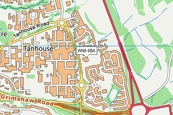 WN8 6BA map - OS VectorMap District (Ordnance Survey)