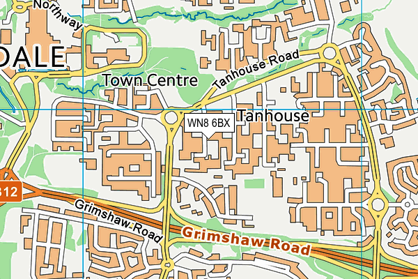 WN8 6BX map - OS VectorMap District (Ordnance Survey)