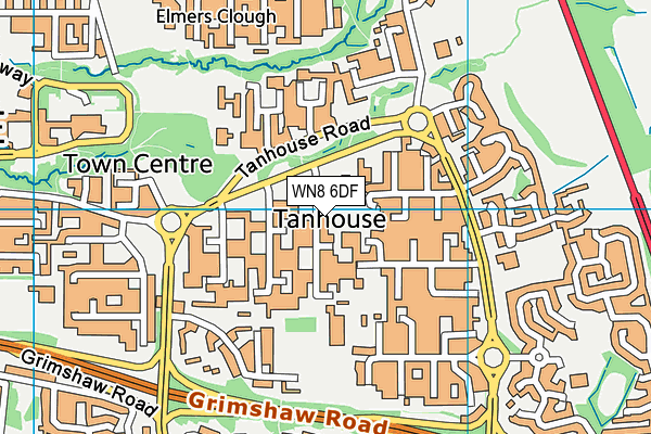 WN8 6DF map - OS VectorMap District (Ordnance Survey)