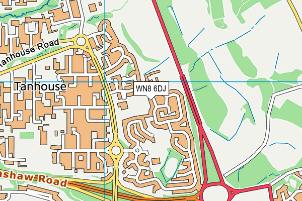 WN8 6DJ map - OS VectorMap District (Ordnance Survey)
