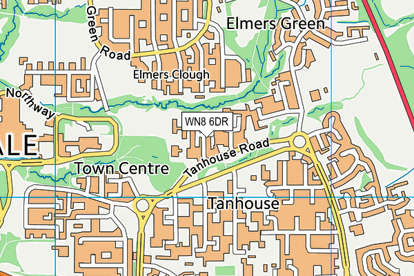 WN8 6DR map - OS VectorMap District (Ordnance Survey)
