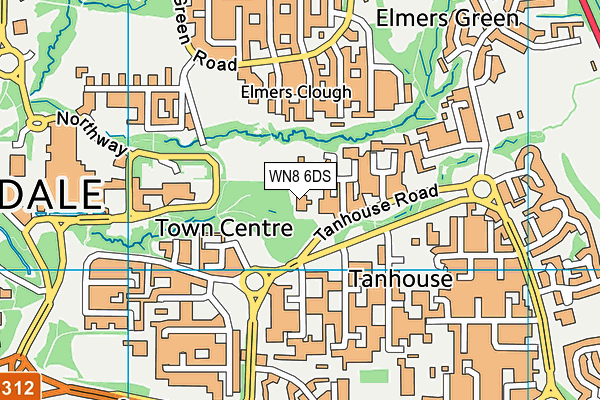 WN8 6DS map - OS VectorMap District (Ordnance Survey)