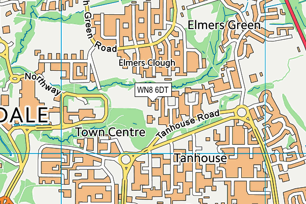 WN8 6DT map - OS VectorMap District (Ordnance Survey)
