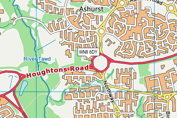 WN8 6DY map - OS VectorMap District (Ordnance Survey)