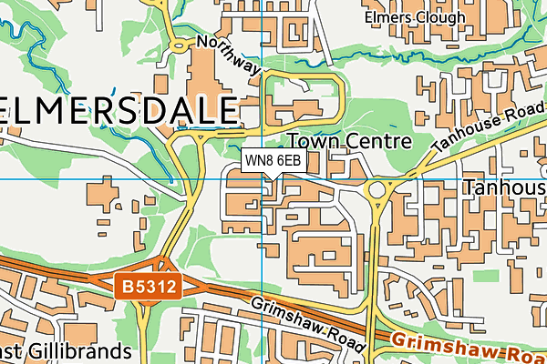 WN8 6EB map - OS VectorMap District (Ordnance Survey)