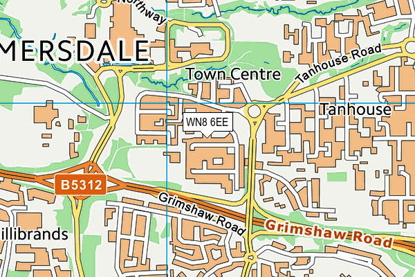 WN8 6EE map - OS VectorMap District (Ordnance Survey)