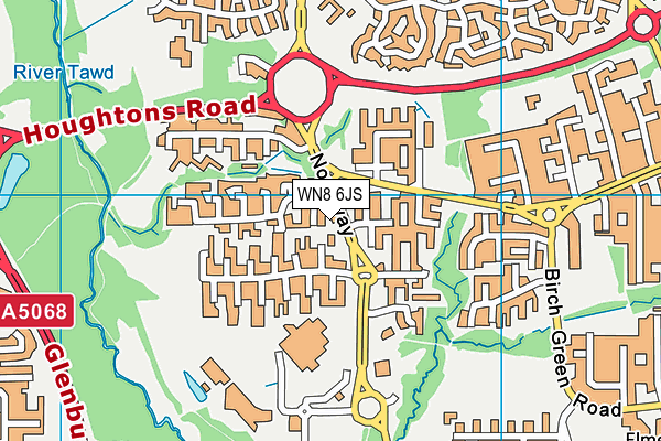 WN8 6JS map - OS VectorMap District (Ordnance Survey)