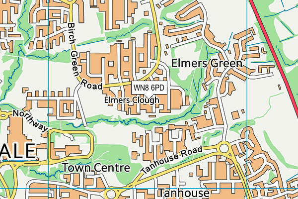 WN8 6PD map - OS VectorMap District (Ordnance Survey)