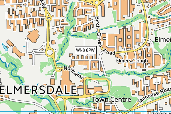 WN8 6PW map - OS VectorMap District (Ordnance Survey)