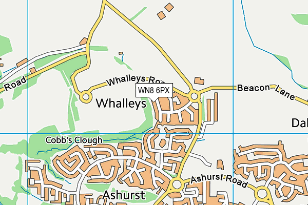 WN8 6PX map - OS VectorMap District (Ordnance Survey)