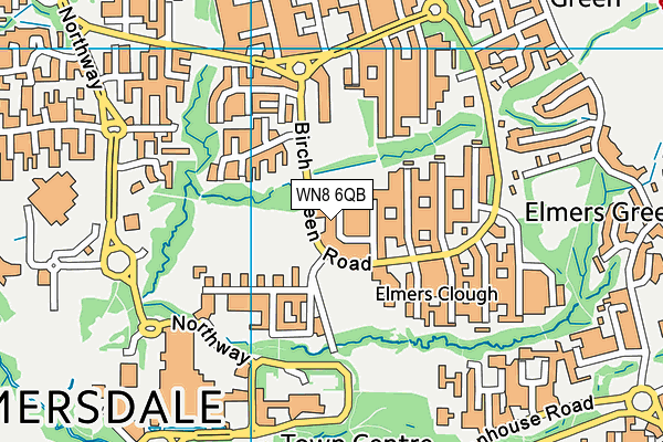 WN8 6QB map - OS VectorMap District (Ordnance Survey)