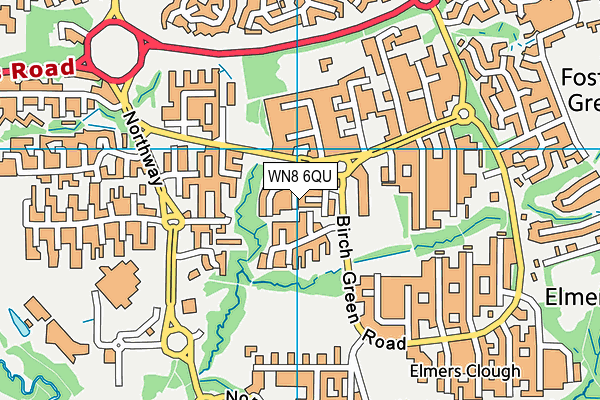WN8 6QU map - OS VectorMap District (Ordnance Survey)