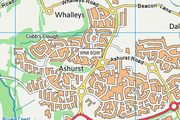 WN8 6QW map - OS VectorMap District (Ordnance Survey)