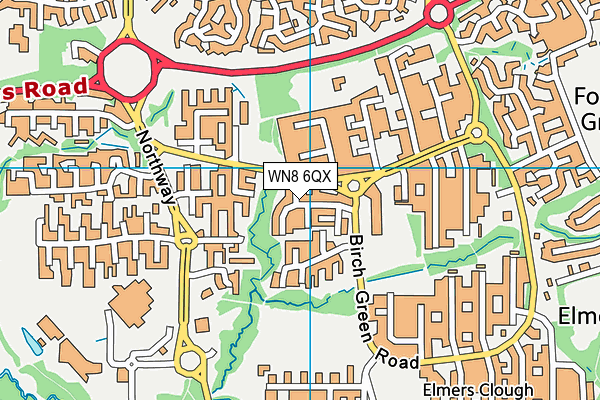 WN8 6QX map - OS VectorMap District (Ordnance Survey)