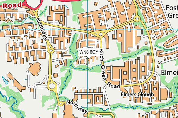 WN8 6QY map - OS VectorMap District (Ordnance Survey)